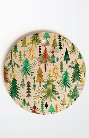 Ninola Design Colorful Christmas Trees Cutting Board image number 1