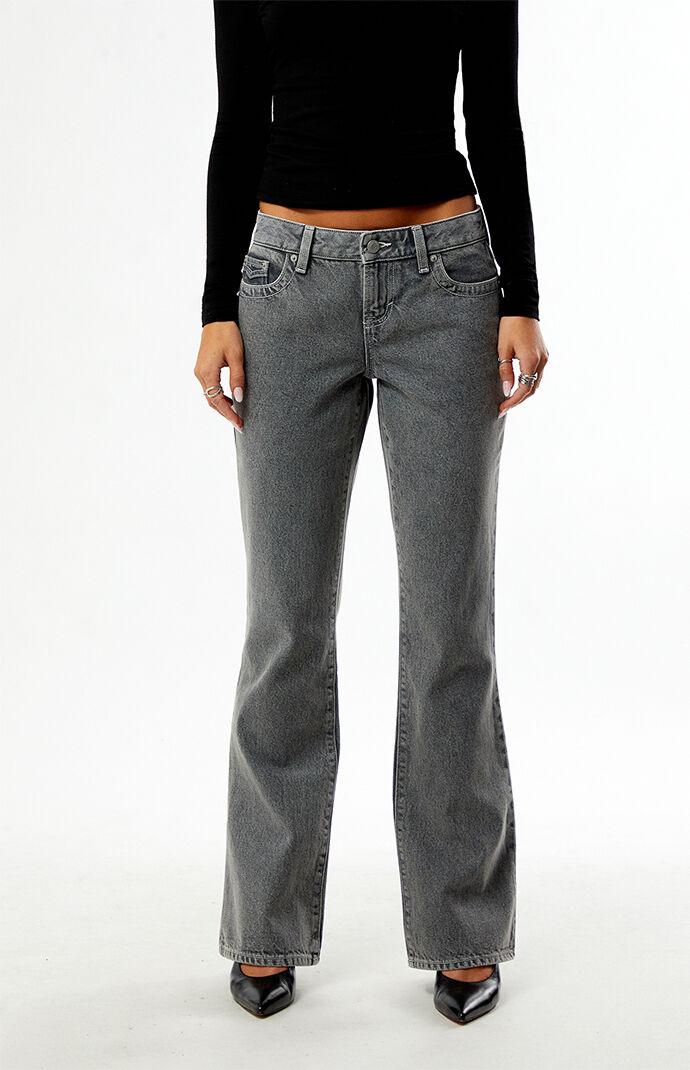 Pacsun Jade Low Rise Bootcut Jeans Button Pocket Gray