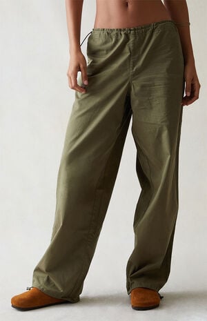 Green Low Rise Parachute Pants image number 1