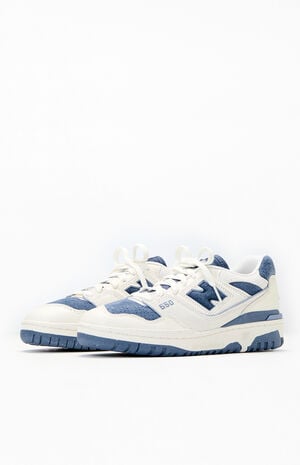 White & Blue 550 Sneakers image number 2