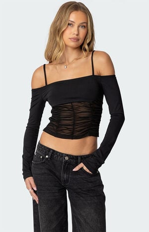 Susie Off Shoulder Mesh Top image number 1