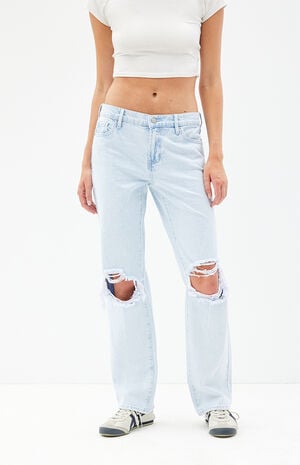 Jordyn Low Rise Straight Leg Jeans Ripped Light Indigo image number 2
