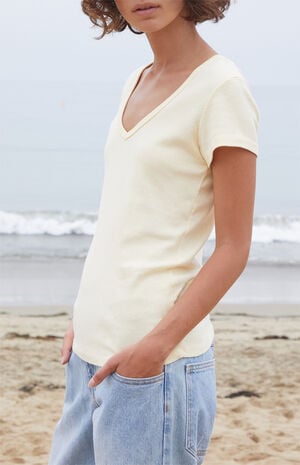 Yellow V-Neck Top image number 2