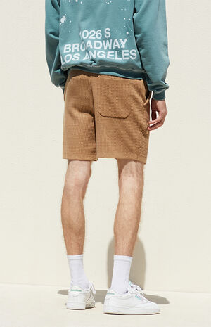 Brown Woven Knit Shorts image number 5