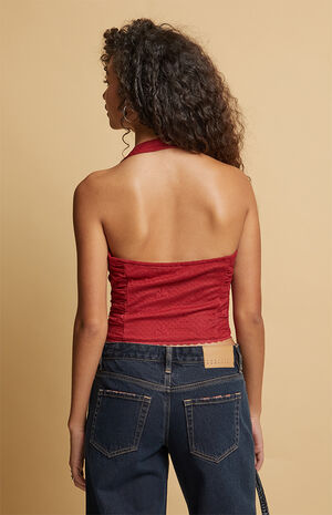 Aimee Bow Lace Halter Top image number 3