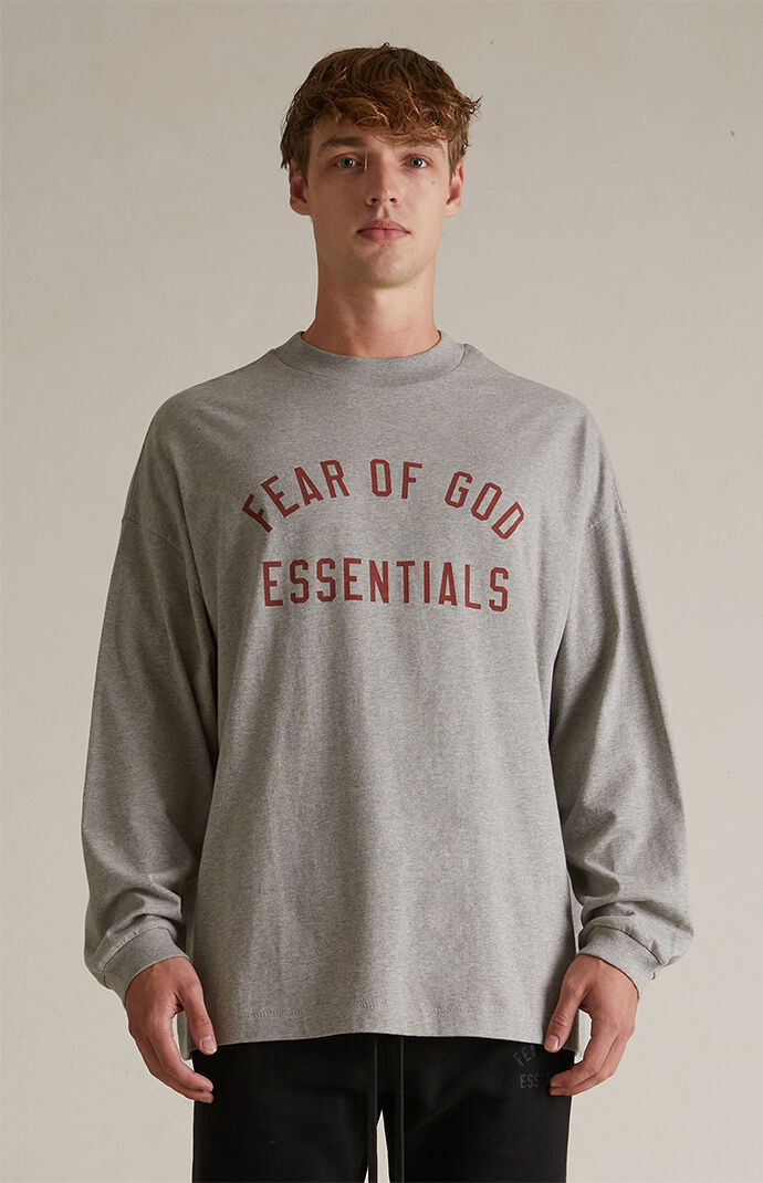 Fear of God Essentials Dark Heather Oatmeal Long Sleeve T