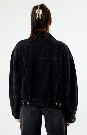 Black '90s Denim Trucker Jacket image number 3