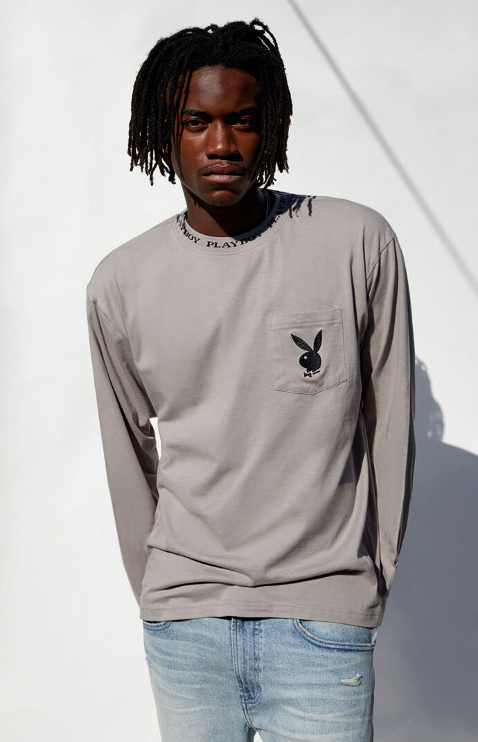 By PacSun Collar Logo Long Sleeve T-Shirt