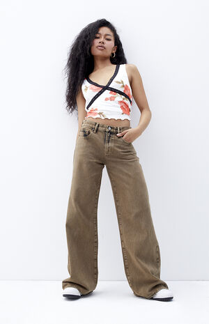 Lena Brown Low Rise Super Baggy Jeans image number 2