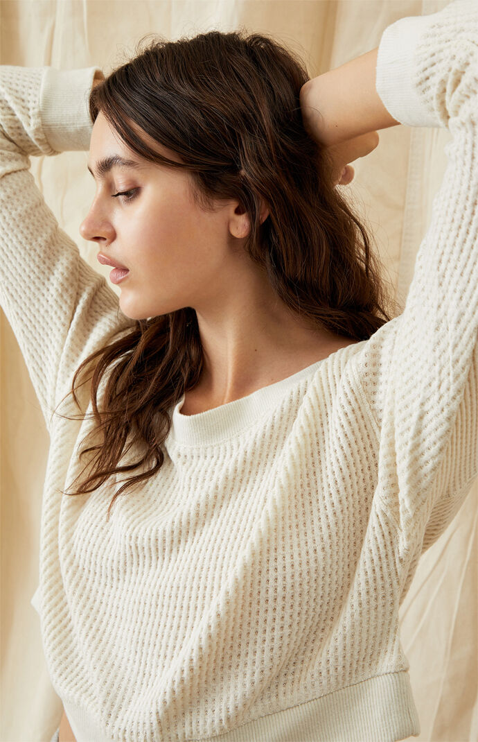Anna Waffle Off-The-Shoulder Top