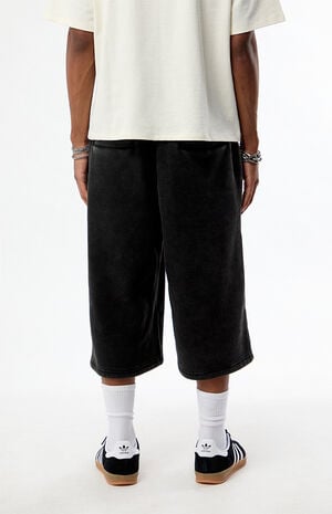 Washed Black Ultra Baggy Fleece Sweat Shorts image number 4