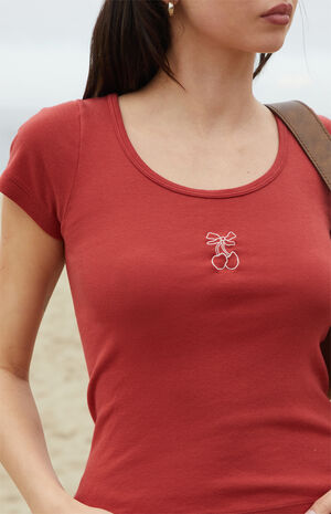 Cherry Bow Embroidered Zelly Top image number 2