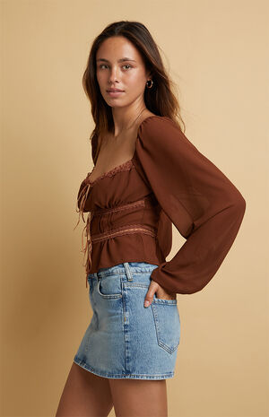 Iris Lace Trim Long Sleeve Top image number 3