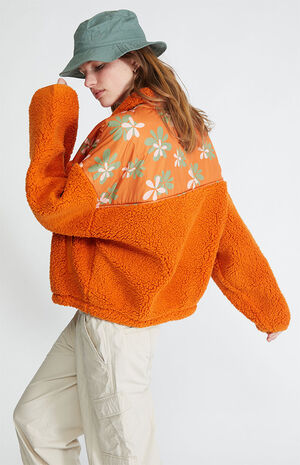 Groovy Floral Half Snap Sherpa Fleece Sweatshirt image number 2