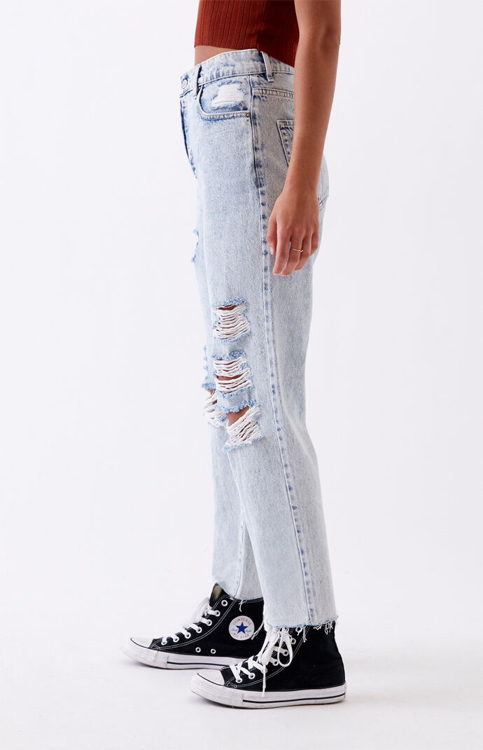 Light High Waisted Straight Leg Jeans