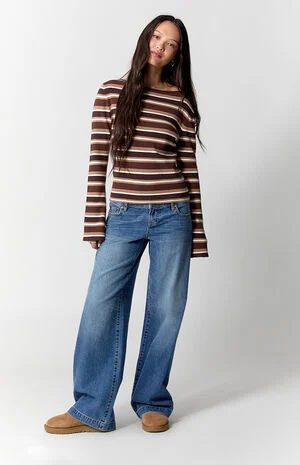 Kaia Ultimate Low Rise Baggy Jeans Medium Blue Wash image number 6