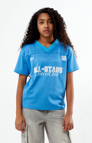 All Stars Light Blue Mesh Soccer Jersey image number 2
