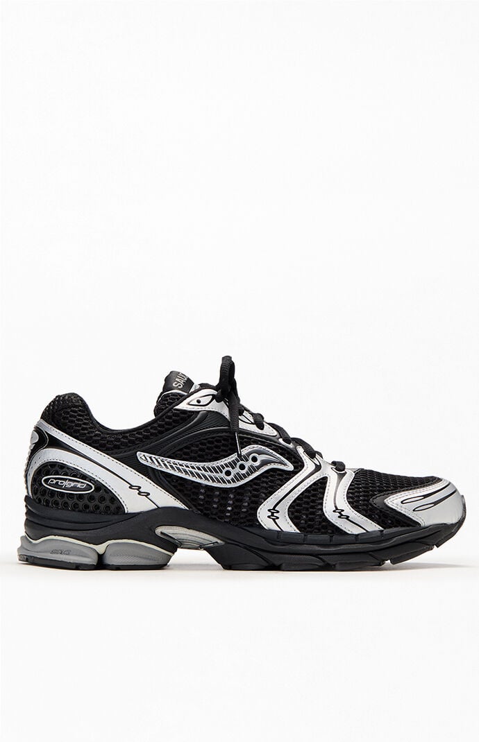 Saucony Black & Silver Progrid Triumph 4 Shoes in Black/Silver - Size 13