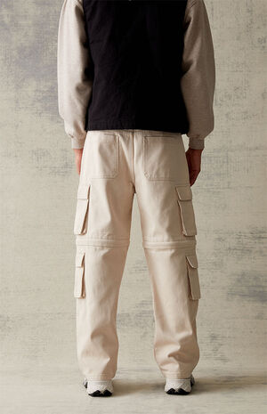 Khaki Baggy Zip Off Carpenter Pants image number 4