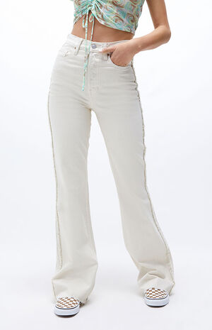 Eco Beige High Waisted Bootcut Jeans image number 2