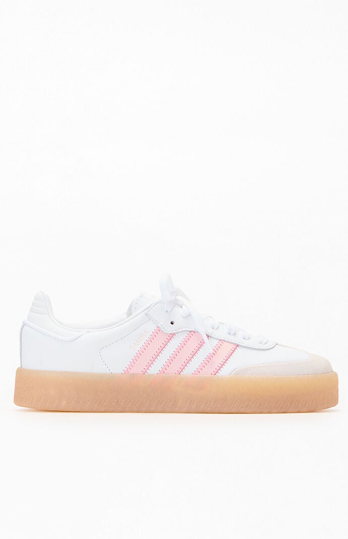adidas Women's White & Pink Samba Sneakers