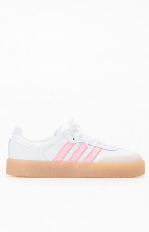 Women's White & Pink Samba Sneakers image number 1
