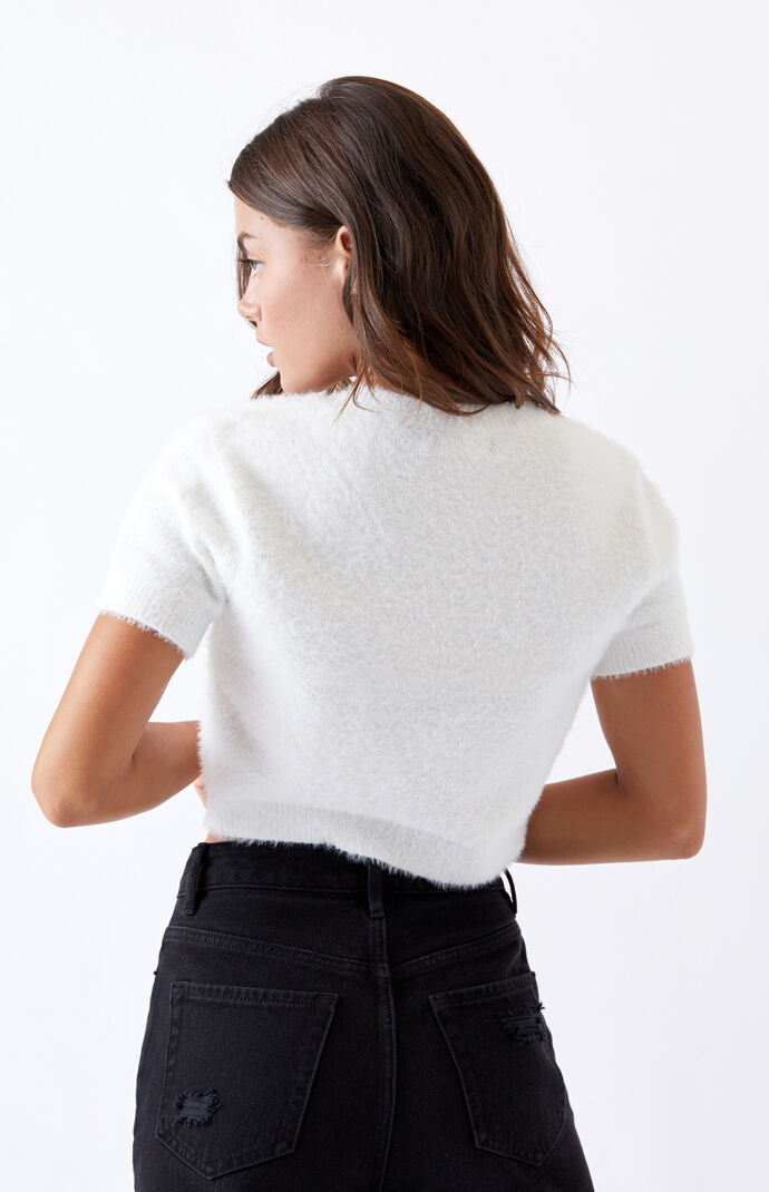 Short sleeve cheap fuzzy sweater