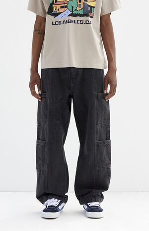 Black Baggy Cargo Jeans image number 3