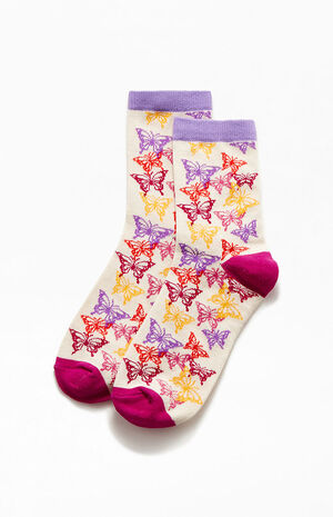 AOP Butterfly Crew Socks image number 1