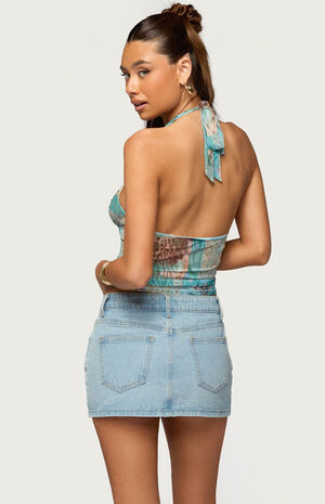 Catie Printed Mesh Halter Top image number 3