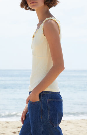 Yellow Crinkle Malena Top image number 3