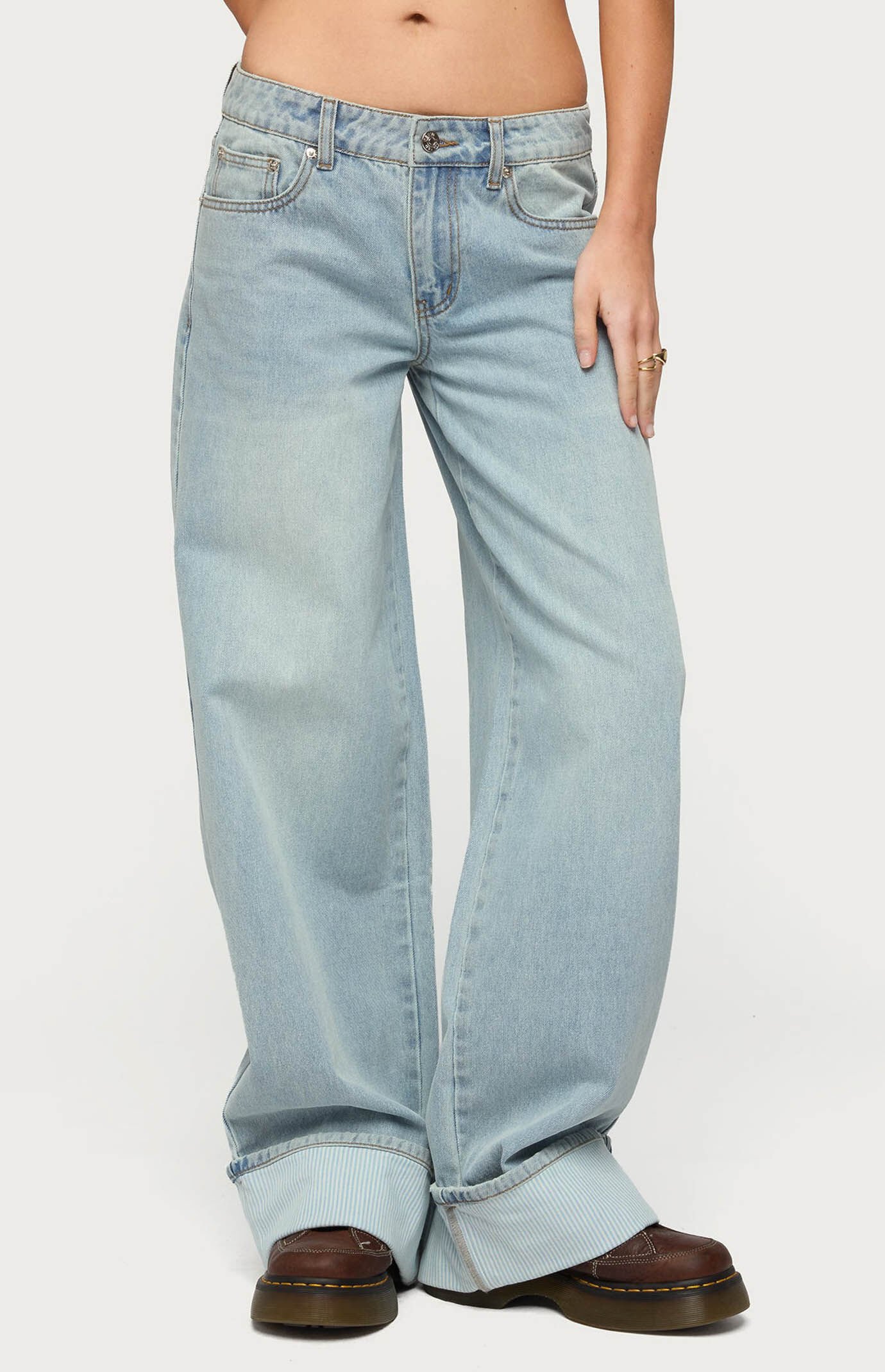 Edikted Contrast Heart Low Rise Baggy Jeans
