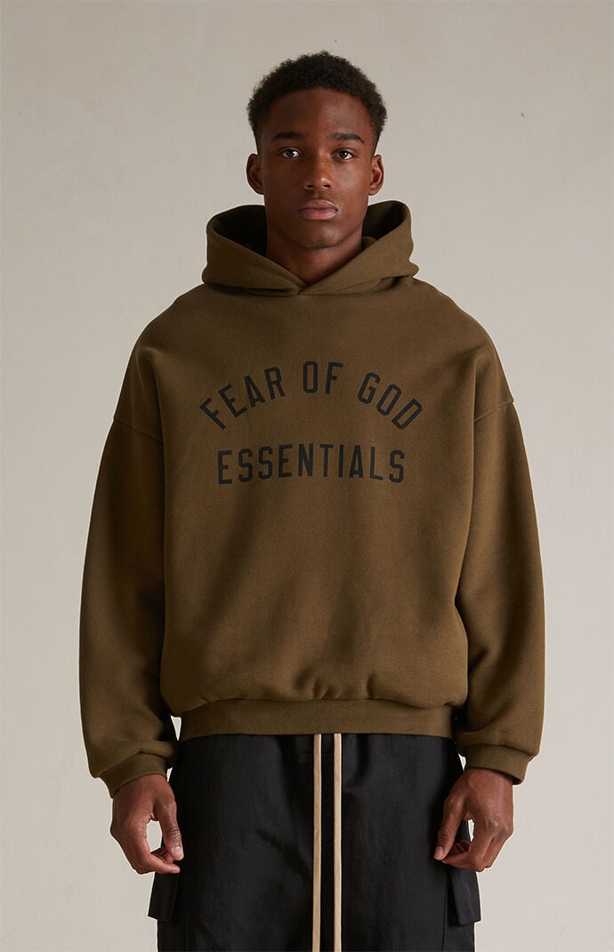 Fear of God Essentials Olive Fleece Hoodie PacSun