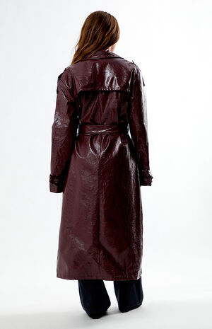 Faux Leather Trench Coat image number 4