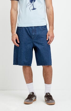 Parker Baggy Jean Shorts Striped Dark Blue image number 1