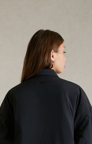 Women's Black Shell Bomber Jacket image number 5