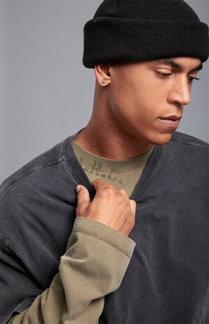 Green Vintage Wash Heavyweight Oversized Long Sleeve T-Shirt image number 3