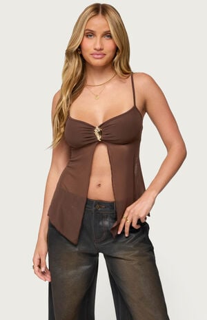 Reeve Split Front Sheer Mesh Top image number 1