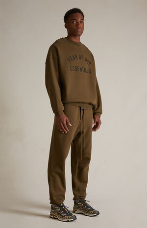Olive Fleece Crew Neck Sweatshirt image number 6