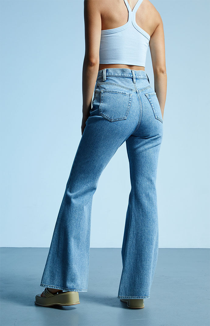 PacSun Eco Medium Blue High Waisted Flare Jeans PacSun