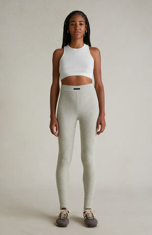 Women's Heather Stone High Power Ribbed Knit Leggings image number 2