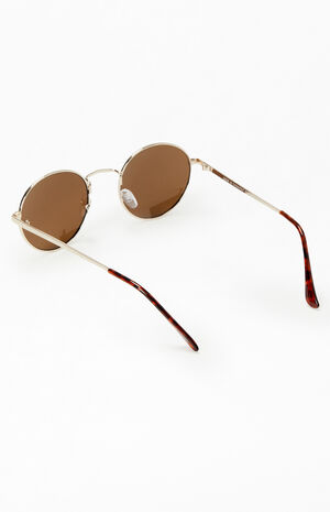 Brown Metal Round Sunglasses image number 2