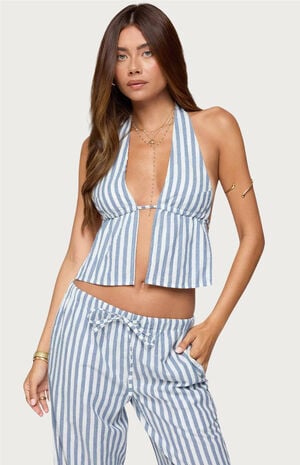 Macey Striped Split Front Backless Top image number 1