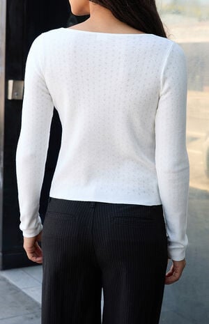 White Athelia Pointelle Cardigan image number 3