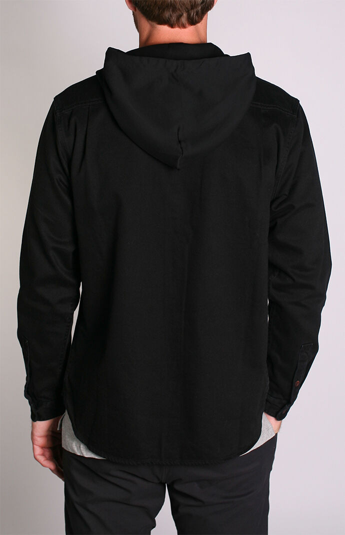 Black Wallace Long Sleeve Hooded Shirt