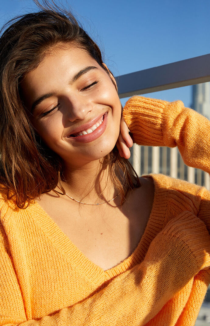 Colorpop V-Neck Long Sleeve Sweater