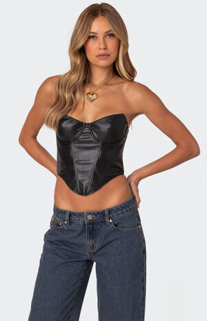 Aberdeen Faux Leather Cupped Corset image number 1