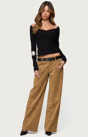 Stacey Low Rise Faux Suede Pants image number 4