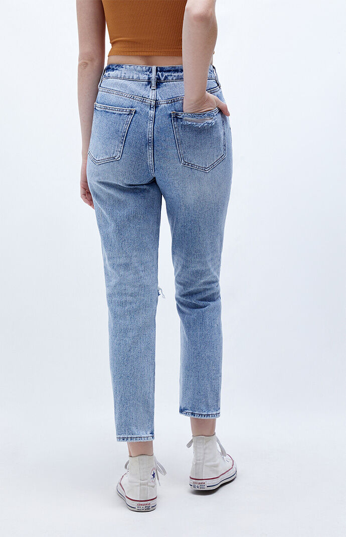 mom jeans with knee rips