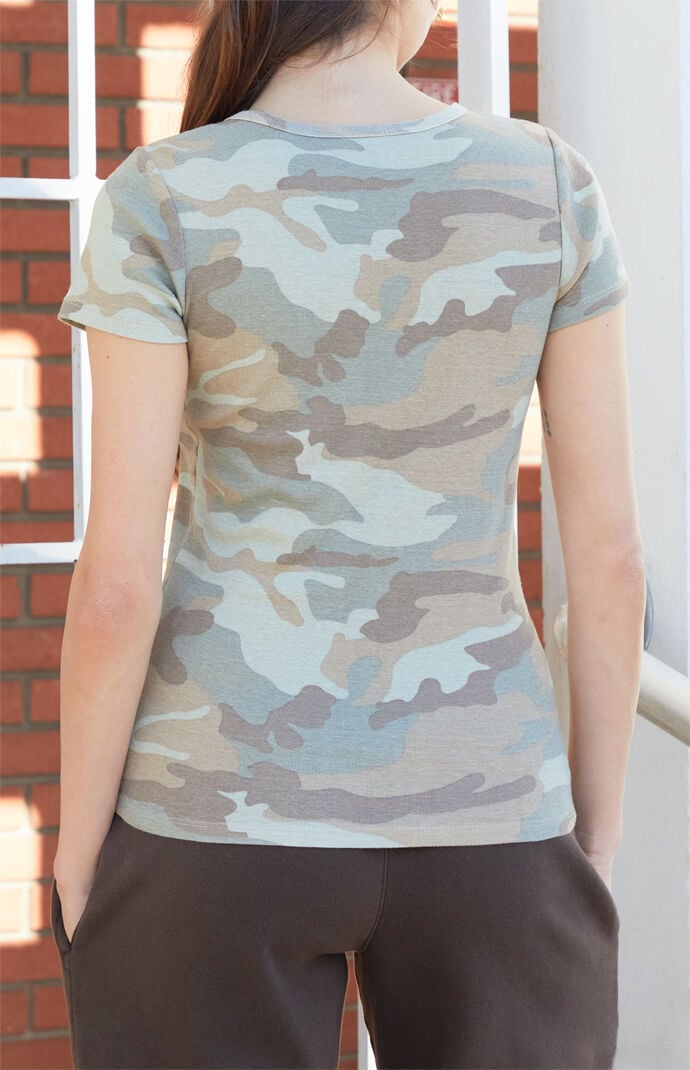 John Galt Camo Hailie Short Sleeve Top